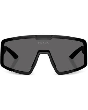 Prada Linea Rossa Shield-Frame Sunglasses - Black