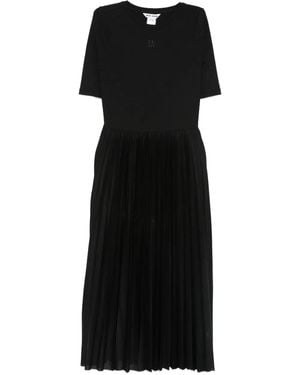 DKNY Short-Sleeve Pleated Midi Dress - Black