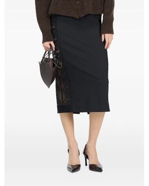 ROTATE BIRGER CHRISTENSEN Jupe Crayon Noire À Empiècements En Dentelle - Black