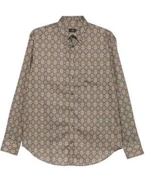 Etro Geometric-Print Button-Down Shirt - Brown