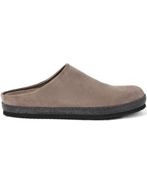 Brunello Cucinelli Monili Chain-Detail Flat Mules - Brown