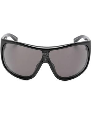 Gucci Logo-Print Wrap-Frame Sunglasses - Grey