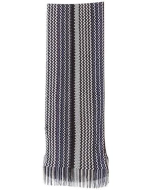 Missoni Zigzag-Knit Fringed Scarf - Brown