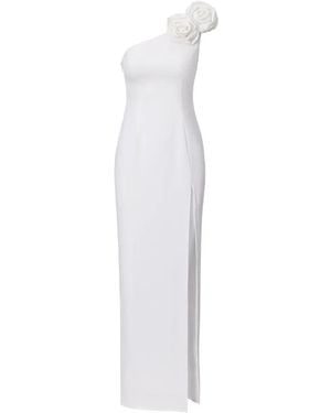 Lita Couture Rosette-Appliqué One-Shoulder Maxi Dress - White