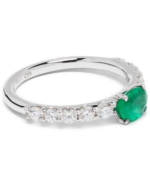 ROSEKEY Bague En Or Blanc 18Ct Sertie D'Émeraude - Métallisé