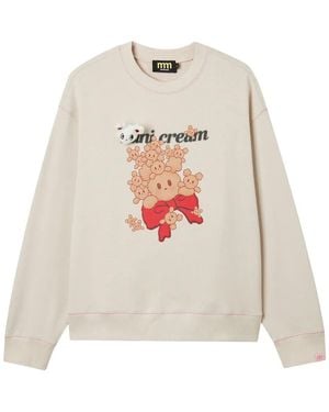 Mini Cream Appliqué Graphic Sweatshirt - White