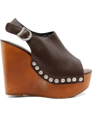 Jeffrey Campbell Stud-Embellished Wedge Sandals - Brown