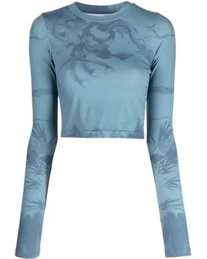 Feng Chen Wang Abstract Pattern-Print Crew-Neck Top - Blue