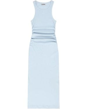 Ganni Ribbed Maxi Tank Dress - Blue