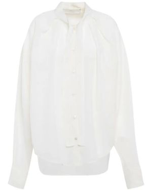 Tela Pleated Long-Sleeve Blouse - White