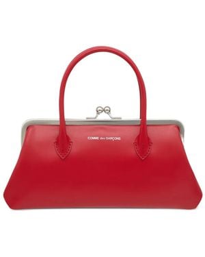Comme des Garçons Grand Sac Cabas En Cuir Clasp Handles - Red