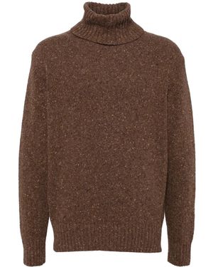 Universal Works Jersey de tweed con cuello vuelto - Marrón