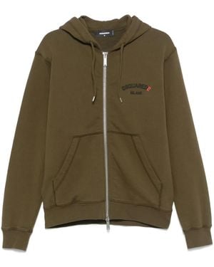 DSquared² Logo-Appliqué Hoodie - Green