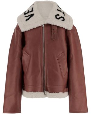 Vetements Shearling-Collar Leather Jacket - Brown
