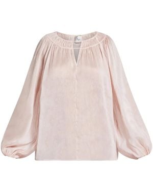 Aje. Gathered-Detail Long-Sleeve Blouse - Pink