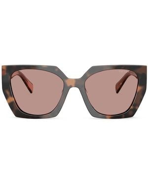 Prada Geometric-Frame Sunglasses - Brown