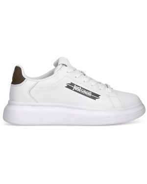 Just Cavalli Logo-Print Trainers - White
