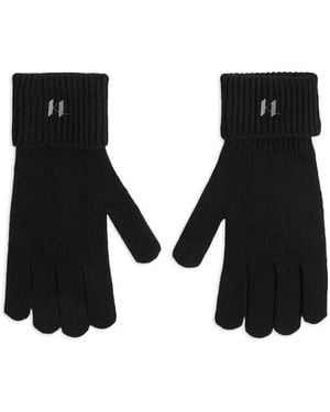 KARL LAGERFELD Logo-Plaque Knit Gloves - Black