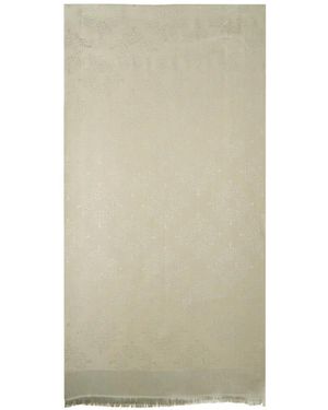 Mulberry Logo-Jacquard Frayed-Hem Scarf - Natural