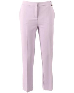 Elisabetta Franchi Pantalon En Crêpe Léger Avec Breloque Logo - Pink