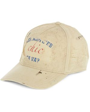 DSquared² Distressed Slogan-Print Baseball Cap - Natural