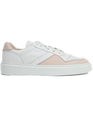 Doucal's Perforated Panelled Leather Trainers - White