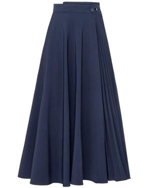 Nissa High-Waisted Midi Skirt - Blue