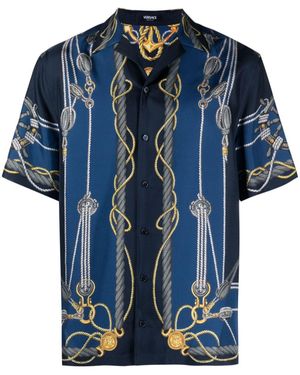 Versace Nautical Bowling Hemd - Blau
