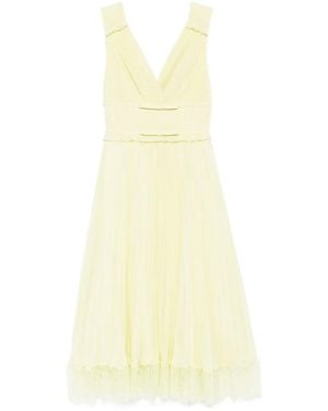 Self-Portrait Georgette Frill Midi Dress - Yellow