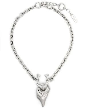 Vann Jewelry Small Heart Choker Necklace - Metallic