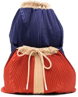 MULTITUDES BAGS Plissé-Detail Drawstring Backpack - Blue