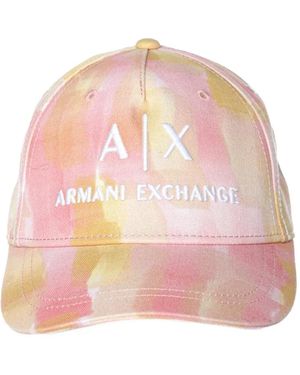 ARMANI EXCHANGE Logo-Embroidered Tie-Dye Baseball Hat - Pink
