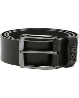 KARL LAGERFELD Logo-Plaque Buckle Belt - Black
