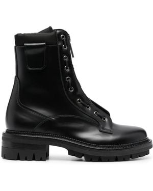 DSquared² Front-Zip Lace-Up Ankle Boots - Black