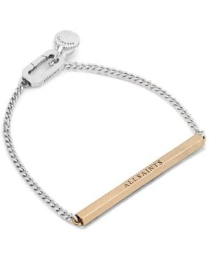 AllSaints Logo-Engraved Curb-Chain Bracelet - Metallic