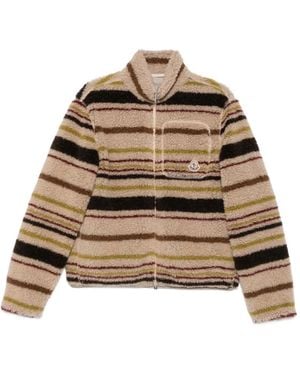 Moncler Teddy Striped Teddy-Texture Cardigan - Metallic