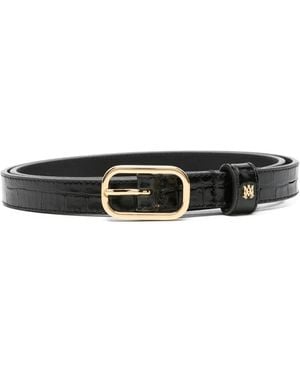 Amiri Crocodile-Embossed Buckle Belt - White