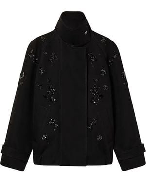 Golden Goose 'Journey' Oversize Short Trench Coat With Embroidery - Black
