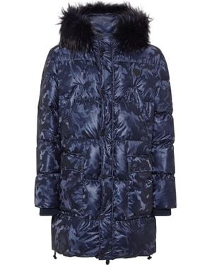 Philipp Plein Parka Matelassée À Imprimé Camouflage - Bleu