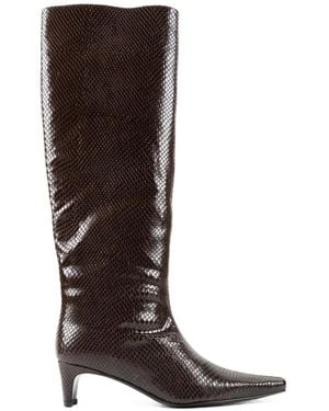 STAUD Wally Snake-Effect Boots - Brown