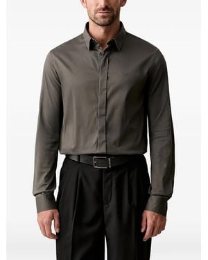 ARMANI EXCHANGE Logo-Embroidered Slim-Fit Shirt - Black