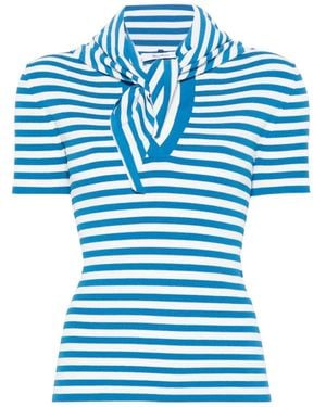 Max Mara Viscose Crepe Jumper With Scarf Detail - Blue