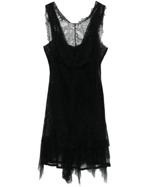 Alberta Ferretti Lace Ruffled Mini Dress - Black