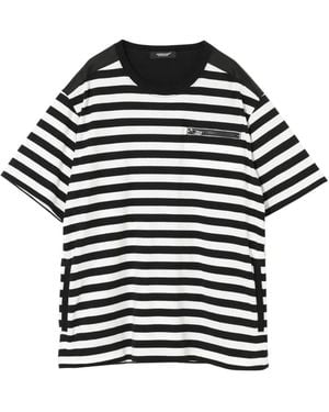 Undercover T-Shirt Rayé À Poche Zippée - Black
