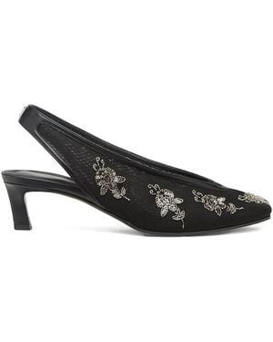 Fendi 46Mm Embellished Slingback Heeled Court Shoes - Black