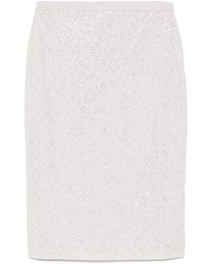 CASABLANCA Crystal-Monogram Skirt - White