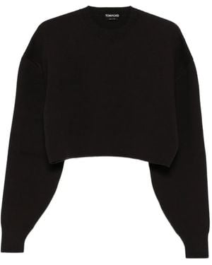 Tom Ford Round-Neck Cropped Sweatshirt - Black