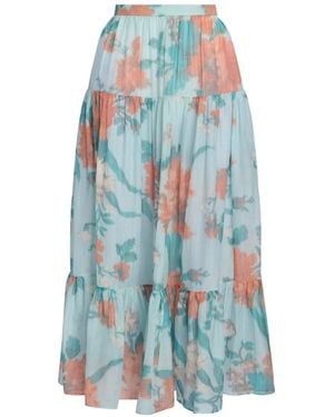 Erdem Floral-Print Tiered Midi Skirt - Blue