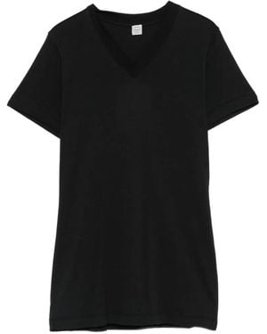 TOTEME Ribbed V-Neck Cotton T-Shirt - Black