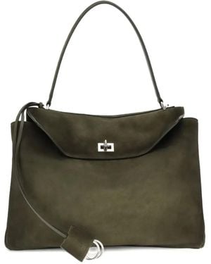 Balenciaga Medium Rodeo Top-Handle Suede Shoulder Bag - Green